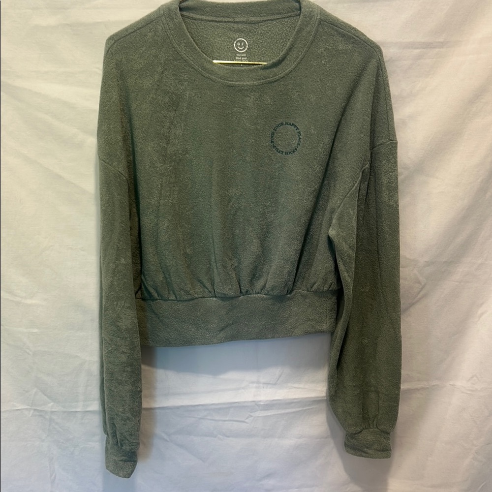 Gilly Hicks Green Long Sleeve Terrycloth Sweatshirt